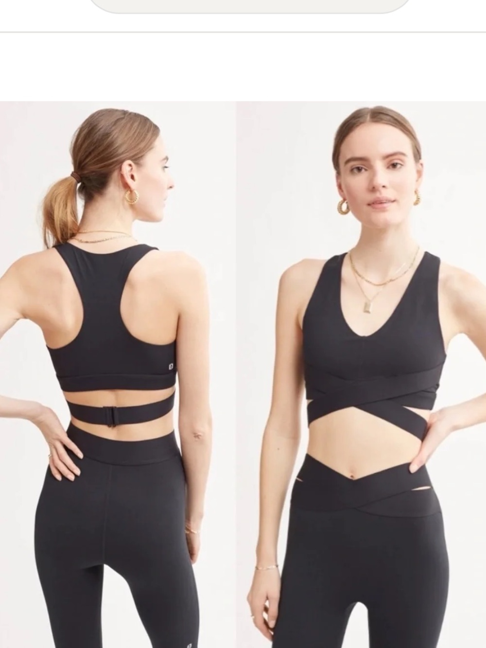 Le Ore Women's Black Racerback Sports Bra Criss Cross Small